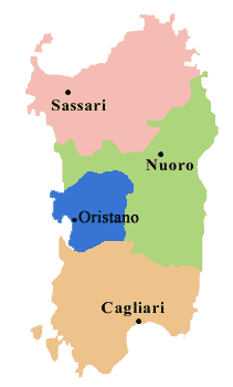 Mapa de las Regiones de Cerdeña
