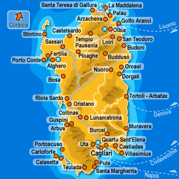 Mapa de la Costa de Cerdeña