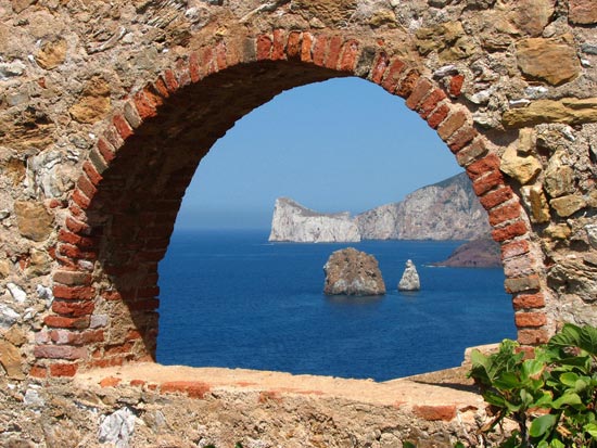 Vista de islotes de Cerdeña