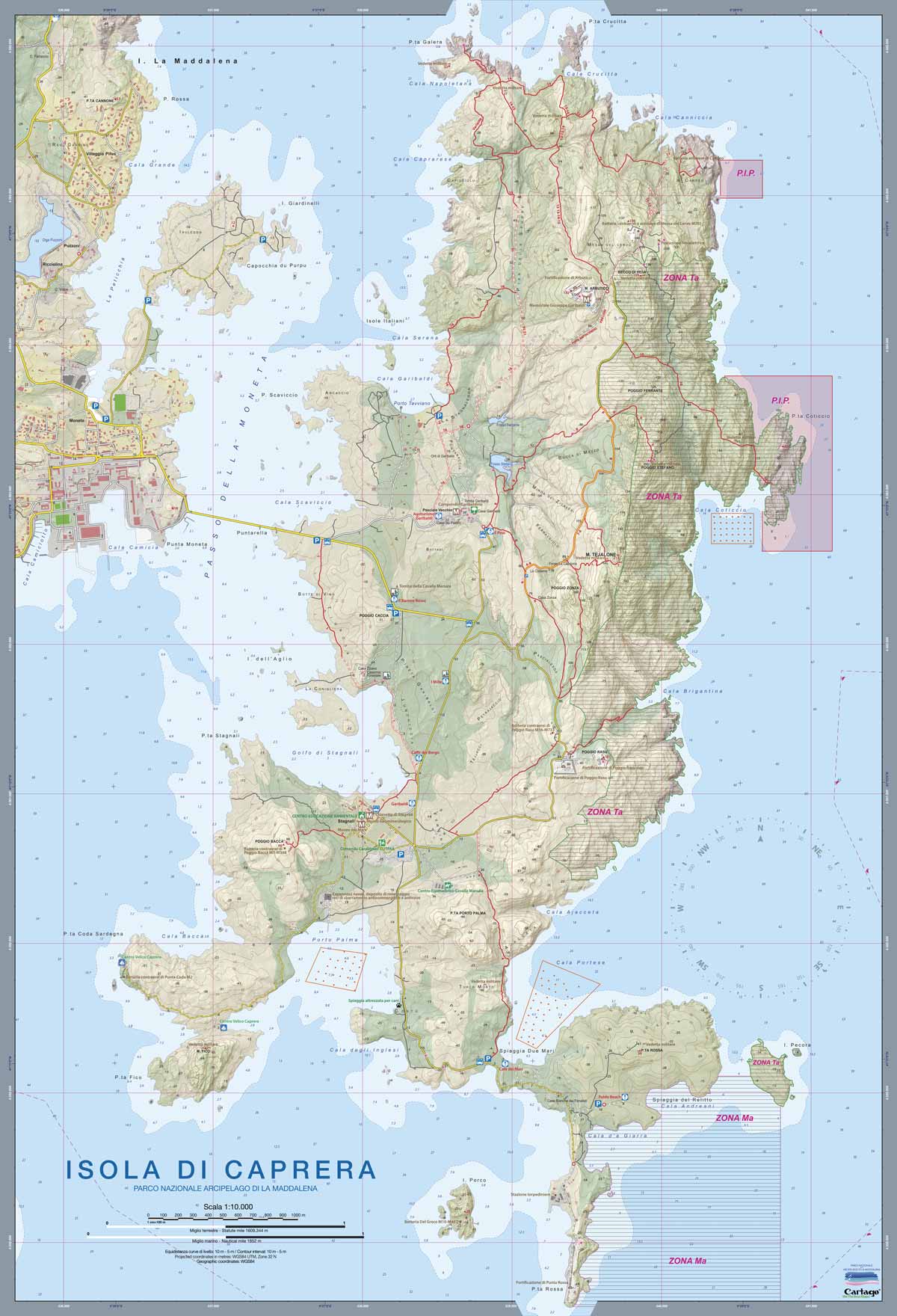 Mapa de la isla de Caprera